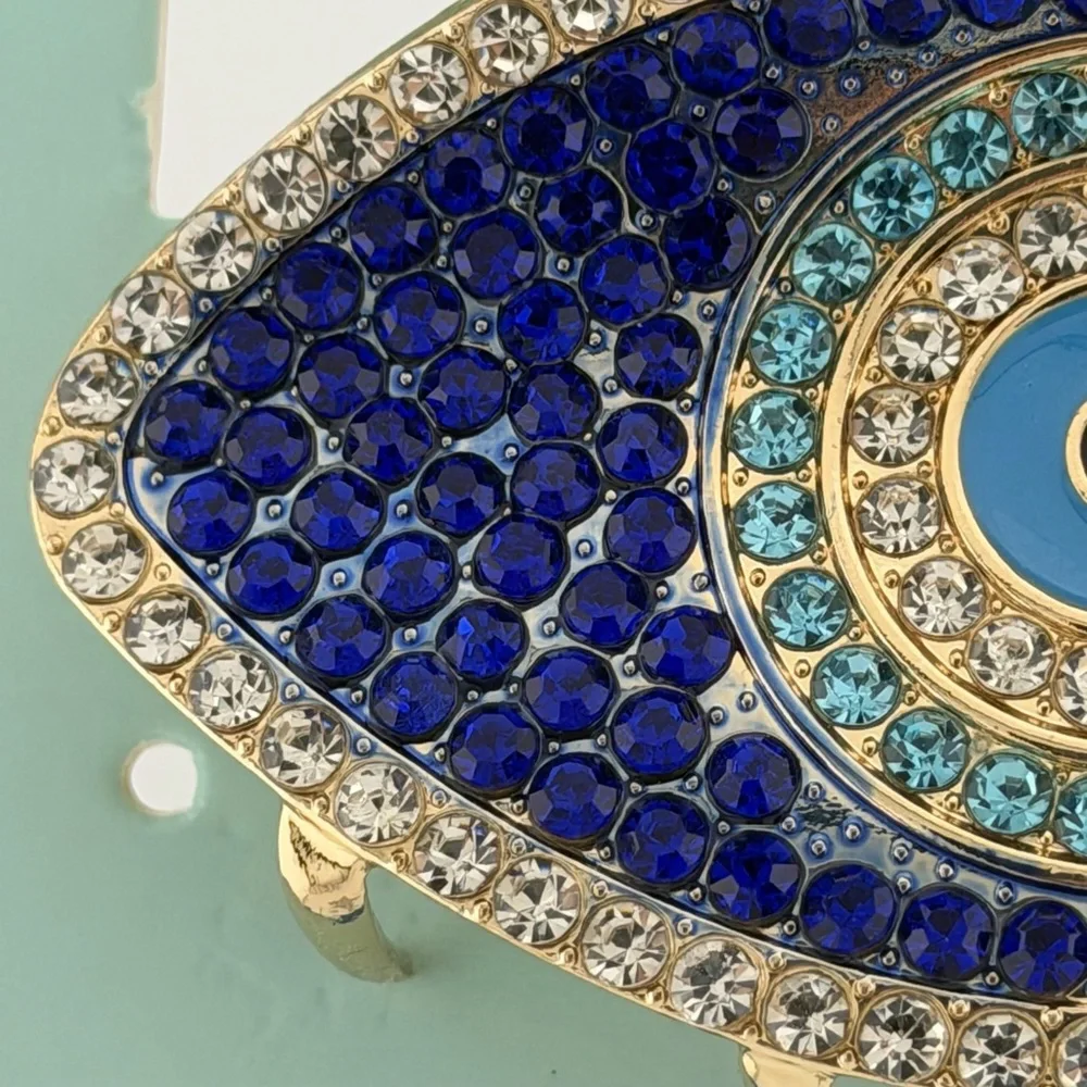 Piper K Evil Eye Hair Claw Clip Gold Tone Blue Silver Rhinestones